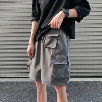 Летние модные брендовые шорты с несколькими карманами мужские прямые свободные широкие брюки универсальный тренд модная уличная одежда из хлопка