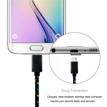 кабель Micro USB в нейлоновой оплетке Длиной 1 м/2 м/3 м, Кабель USB-зарядного устройства для синхронизации данных Samsung Huawei Xiaomi HTC Android Phone, USB-микрокабели Изображение 2