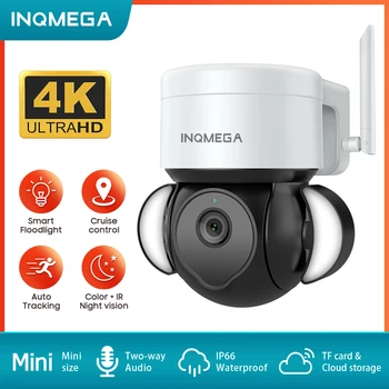 INQMEGA 8MP WIFI прожектор для двора, цветная ИК камера ночного видения, камеры видеонаблюдения, 4K Скоростная купольная IP-камера CCTV