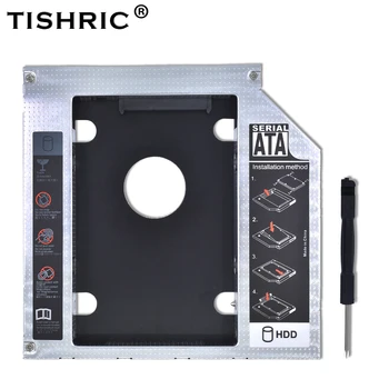 TISHRIC Универсальный Алюминиевый 2-й жесткий диск Caddy Для CD ODD Ноутбука 12,7 мм SATA 3,0 Для 2,5 Жесткий диск Case Box DVD-Корпус Optibay
