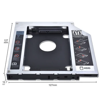 TISHRIC Универсальный Алюминиевый 2-й жесткий диск Caddy Для CD ODD Ноутбука 12,7 мм SATA 3,0 Для 2,5 Жесткий диск Case Box DVD-Корпус Optibay Изображение 2