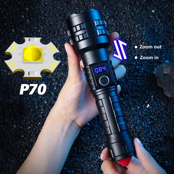 E2 P70 LED Мощный светодиодный фонарик с Тактическим Телескопическим зумом Аварийное освещение USB Перезаряжаемые Водонепроницаемые Фонари Изображение 2