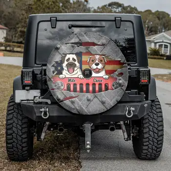 декор 4 июля, собаки и разрыв американского флага, Персонализированный чехол для запасного колеса, подарок ко Дню Независимости, чехол для шины с флагом США, Изображение 2
