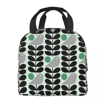 2023 Новая сумка для ланча с изоляцией Orla Kiely Birds для водонепроницаемых скандинавских цветов, кулер, термальная коробка для Бенто Для детей, школьников Изображение 2