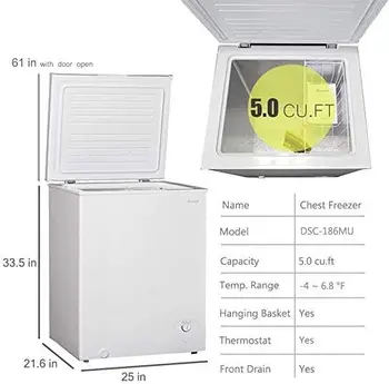 Морозильная камера объемом 7,0 кубических футов со съемной корзиной, откидной крышкой, Морозильная камера с регулируемой температурой, для квартиры, домашней кухни G Изображение 2