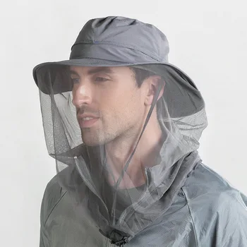 Защитная от комаров шляпа для рыбалки с москитной сеткой на открытом воздухе 360 Для мужчин и женщин, защита от солнца, Дышащие походные кепки для кемпинга, шляпа-зонтик