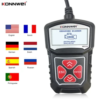KONNWEI KW309 OBD2 Автомобильный Диагностический Сканер Инструмент OBDII Auto Code Reader Iagnostic Inspection Аксессуары Для Ремонта автомобилей На 7 Языках