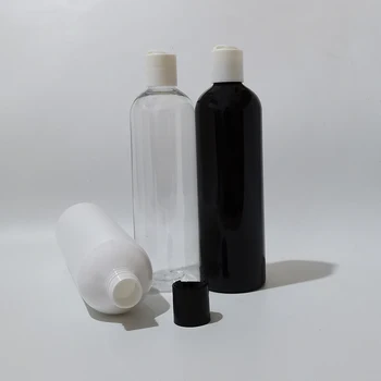 18шт 400 мл, Черный, Белый Прозрачный Пустой пластиковый контейнер, бутылка для путешествий для домашних животных С дисковой крышкой, Гель для душа, Шампунь, Бутылка для жидкого мыла Изображение 2