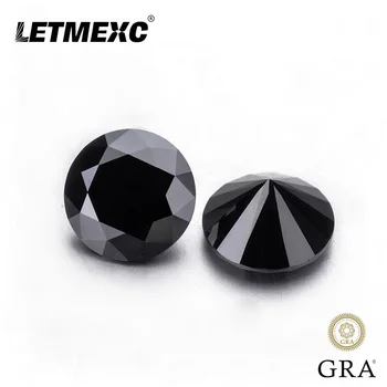 Letmexc Черный Муассанит, лабораторный бриллиант, отличная круглая огранка для ювелирных изделий на заказ с сертификатом