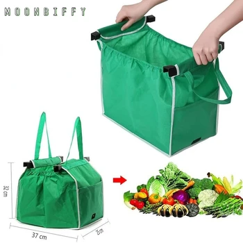 Новая зеленая сумка для покупок на тележке из нетканого материала, сумка для защиты окружающей среды, складная сумка, удобная подвесная сумка