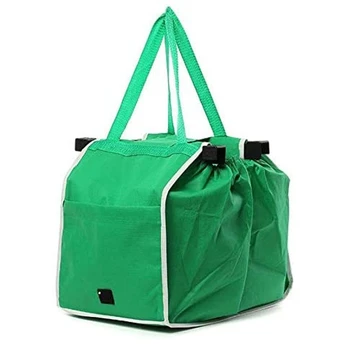 Новая зеленая сумка для покупок на тележке из нетканого материала, сумка для защиты окружающей среды, складная сумка, удобная подвесная сумка Изображение 2