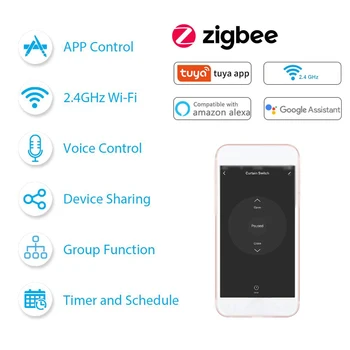 Tu-ya ZigBee Модуль интеллектуального переключателя штор для рулонных жалюзи, двигатель для умного дома Google Home Alexa Control Изображение 2