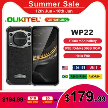 Oukitel WP22 Прочный Телефон 10000 мАч Android 13 8 ГБ + 256 ГБ 48 Мп Камера 6,58 