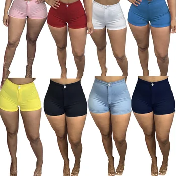2023 Летние женские шорты с высокой Эластичностью, Сексуальные Супер шорты, Брюки-карандаш, однотонная Повседневная Уличная одежда