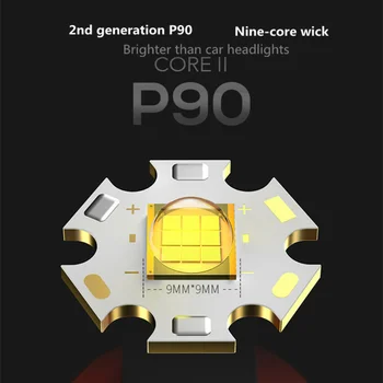 Походный мощный Настоящий 4-ядерный фонарик P90 с сильным светом Дальнего действия, Супер яркий Тактический многофункциональный портативный фонарик Изображение 2