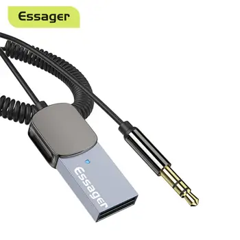 Essager Bluetooth Aux Адаптер для автомобилей USB Bluetooth 3,5 мм Разъемы Приемник Передатчик Музыкальные Колонки Ключ Handfree Автомобильные Запчасти