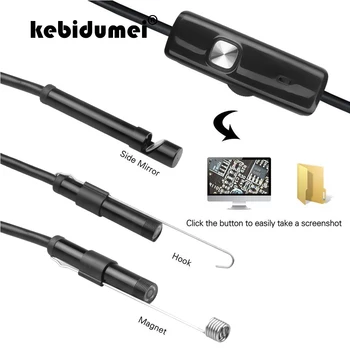 kebidumei Мини-Камера USB 1 м/7 мм Объектив Жесткая Инспекционная Змеиная Трубка Водонепроницаемый Эндоскоп с 6 светодиодными Бороскопами для Android Новейший