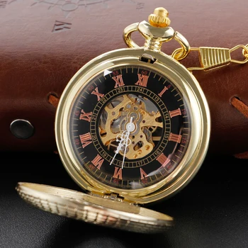 Деревянные винтажные карманные часы, механические мужские и женские сумки, ожерелье в стиле стимпанк, брелок, цепочка для часов, Римские цифровые часы, подарок Изображение 2