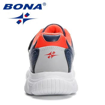 BONA 2023, Новые Дизайнерские детские Кроссовки, Кожаная Удобная повседневная обувь для мальчиков, Обувь для девочек, Кроссовки на мягкой подошве, Детская обувь Изображение 2