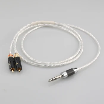 HI-End Odin Посеребренный 6,35 мм разъем (1/4 ') 1/4 дюйма TRS (штекер) для двойного (2) RCA/Phono Splitter Аудио удлинительный кабель HIFI