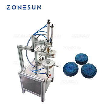 ZONESUN Penumatic ZS-PK920 Полуавтоматический Блок для чистки туалета с синими пузырьками, Плиссирующая Упаковка, Машина для термосваривания, упаковка