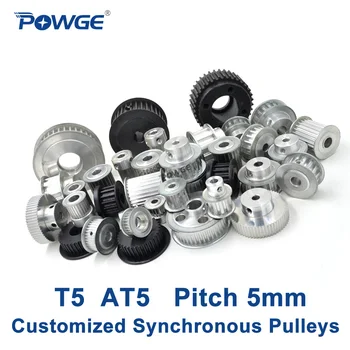 POWGE Трапециевидный синхронный шкив T5 AT5 С шагом зубчатого колеса 5 мм Изготавливает по индивидуальному заказу все виды метрических зубчатых шкивов T5 AT5