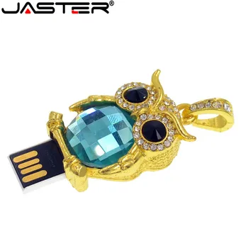 JASTER флешка металлический брелок 64 ГБ 32 ГБ 16 ГБ 8 ГБ 4 ГБ Хрустальная сова USB флэш-накопитель флешка водонепроницаемый USB-накопитель Горячая Изображение 2