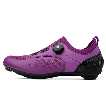 MTB Обувь Фиолетовые велосипедные кроссовки Мужские ботинки на плоской подошве для шоссейного велосипеда, обувь для велоспорта, кроссовки для катания на горных велосипедах с педалями, женские гоночные Изображение 2