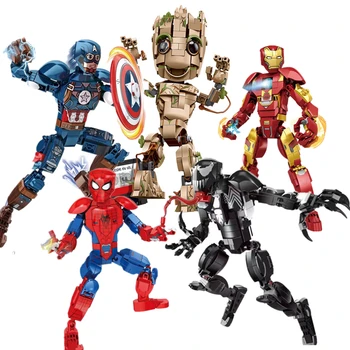 Альянс Мстителей из железа и стали, Робот Грут, Маленький Человек-дерево, Головоломка из мелких частиц, собранный мальчик, строительный блок, игрушки