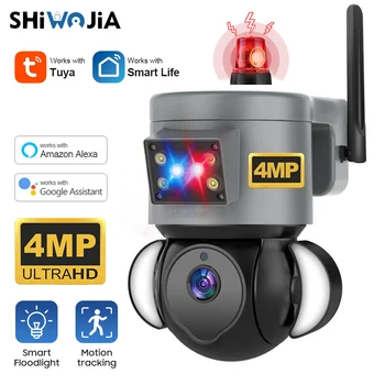 SHIWOJIA 2K 4MP PTZ IP-камера WIFI Tuya Камера видеонаблюдения Защита Безопасности Наружное Умное Облако Alexa Google Home Cam