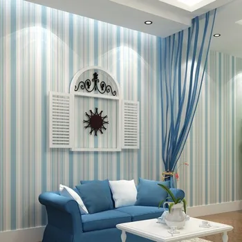 beibehang Современная мода Горизонтальный рулон обоев в бело-синюю полоску Вертикальный Детский Для стены гостиной Спальни R107