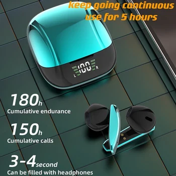Беспроводные Bluetooth Наушники E68 TWS Bluetooth 5,0 Стерео Спортивные Водонепроницаемые Наушники Пары Сине-Белых Наушников С Микрофоном Изображение 2