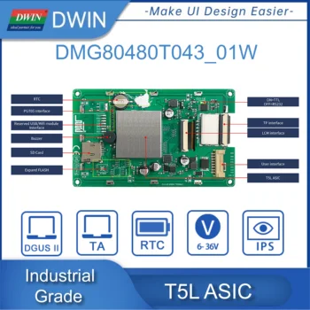 DWIN 4,3-Дюймовый Промышленный и медицинский UART-последовательный HMI IPS ЖК-дисплей с разрешением 800 *480 Дюймов TTL/RS232/RS485 с конформным покрытием Изображение 2