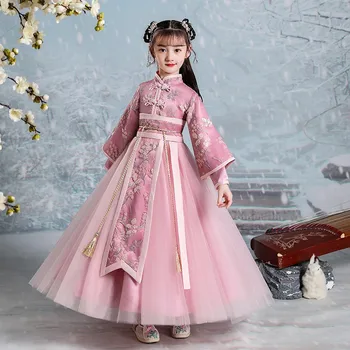 2023 Новый плащ Hanfu с вышивкой, детское винтажное китайское платье феи для девочек, выпускной вечер, день рождения, Рождественский подарок, косплей