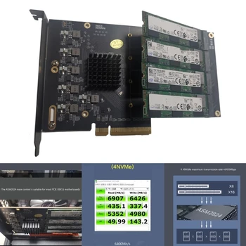 PCIe to.2 NVME SSD 4-дисковая карта расширения Soft Array со скоростью передачи 64 Гбит/с ASM2824 Основное управление Изображение 2