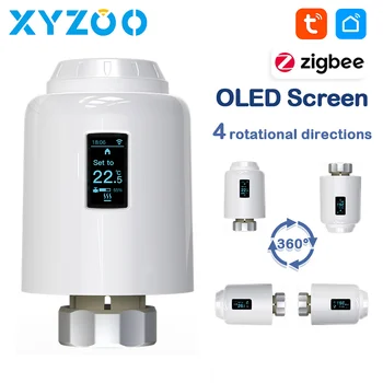 Zigbee Tuya Клапан термостата радиатора, Умный программируемый привод, Регулятор температуры, Голосовая связь Alexa Google Home Яндекс