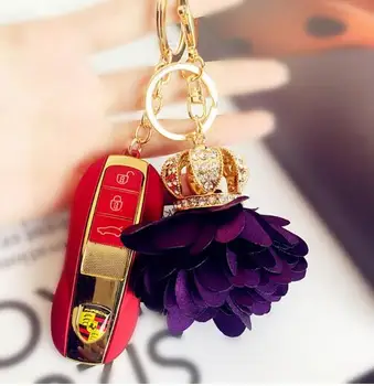 50 шт./лот, женский брелок с цветочным узором в романтическом стиле, женская повседневная корона, брелок для ключей Изображение 2