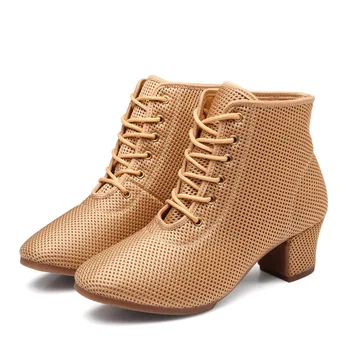 Обувь для танцев Сальсы, Женская обувь для латиноамериканских танцев, Высокие ботинки для джазовых танцев, каблуки 5 см, Уличные Сетчатые Кроссовки для взрослых Женщин для бальных танцев
